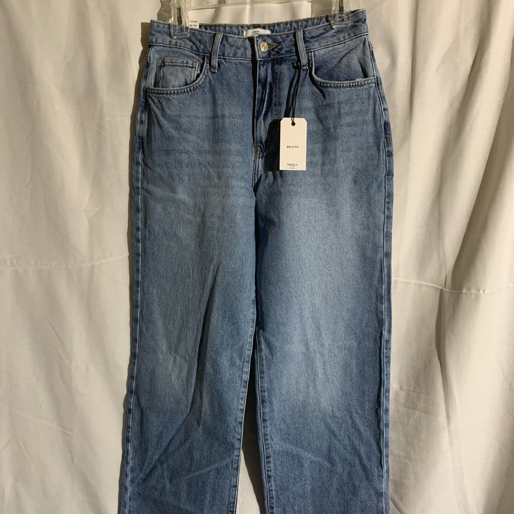 Forever 21 90s Fit Straight Leg Jeans, Size 27 Waist, Medium Denim, NWT